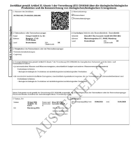 Stengel Bio Zertifikat 2021
